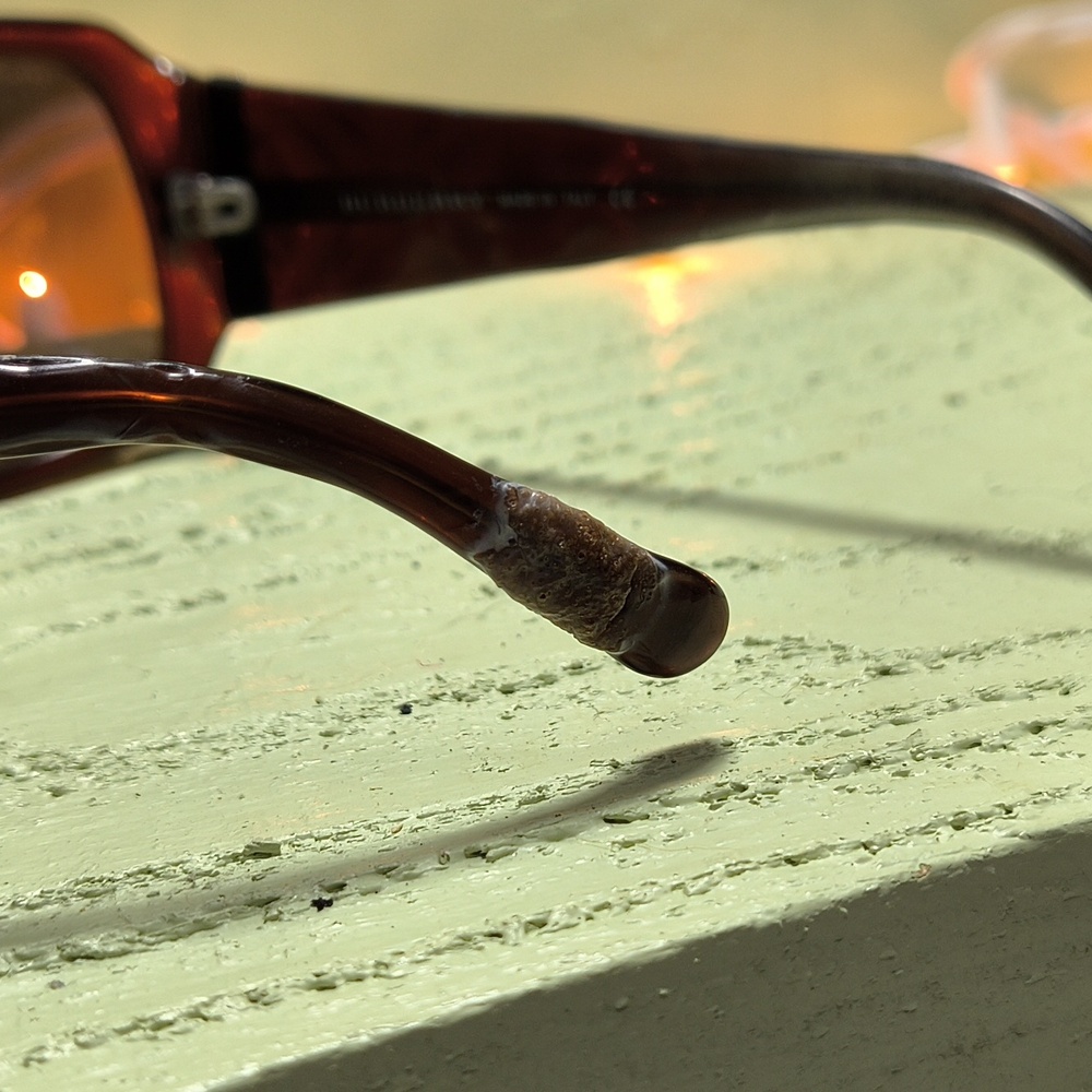 Women's Burberry Brown & Silver Pattern Embossed Sunglasses with Checkered Case - Picture 7 of 17